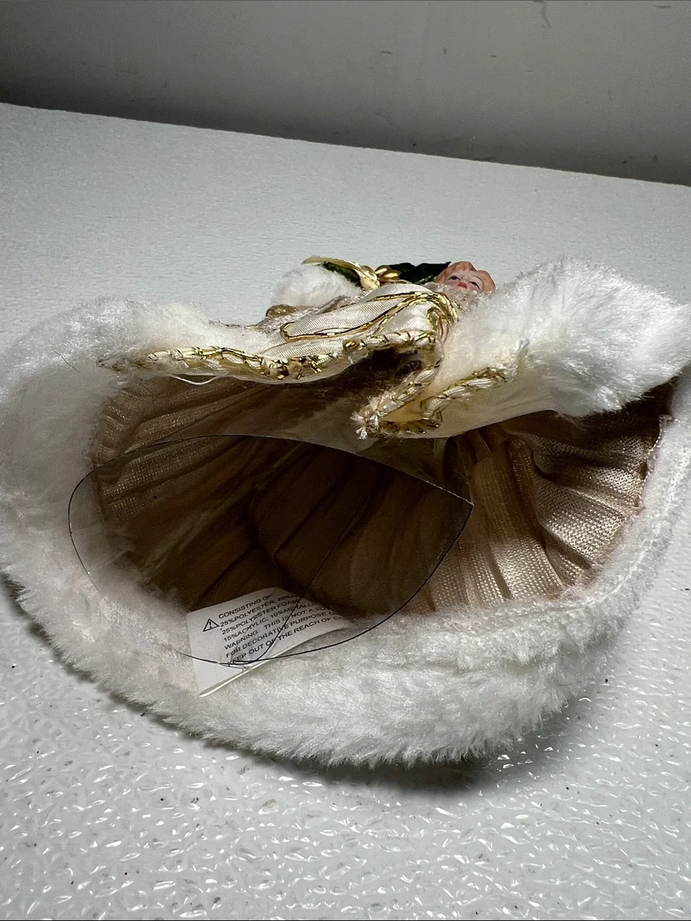Holiday Inspirations Gold and Cream Porcelain Angel Tree Topper New